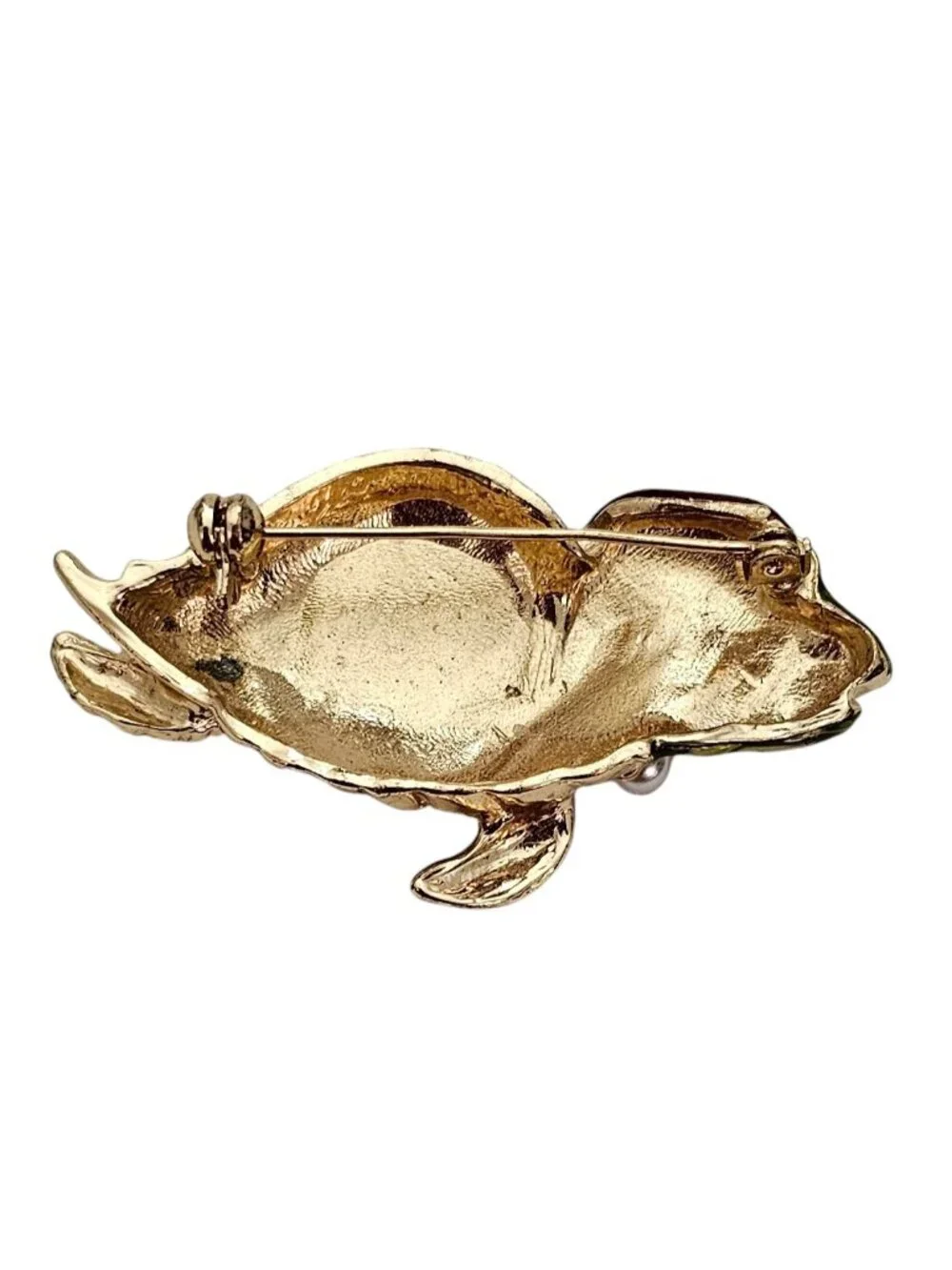 Green Rhinestone Christmas Sea Turtle Brooch Red Enamel Santa Hat L448